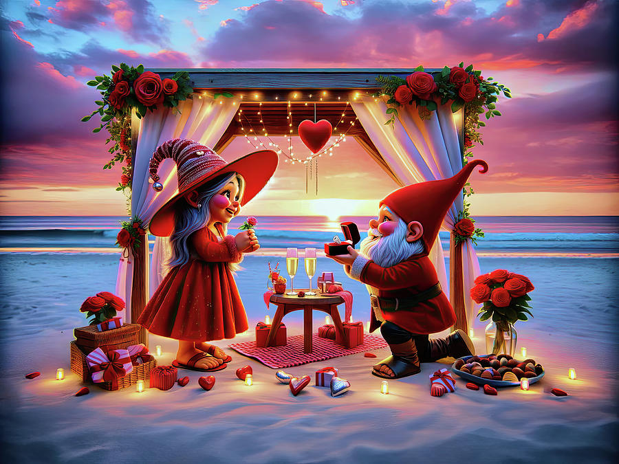 A Whimsical Beachside Engagement Digital Art by Bill and Linda Tiepelman