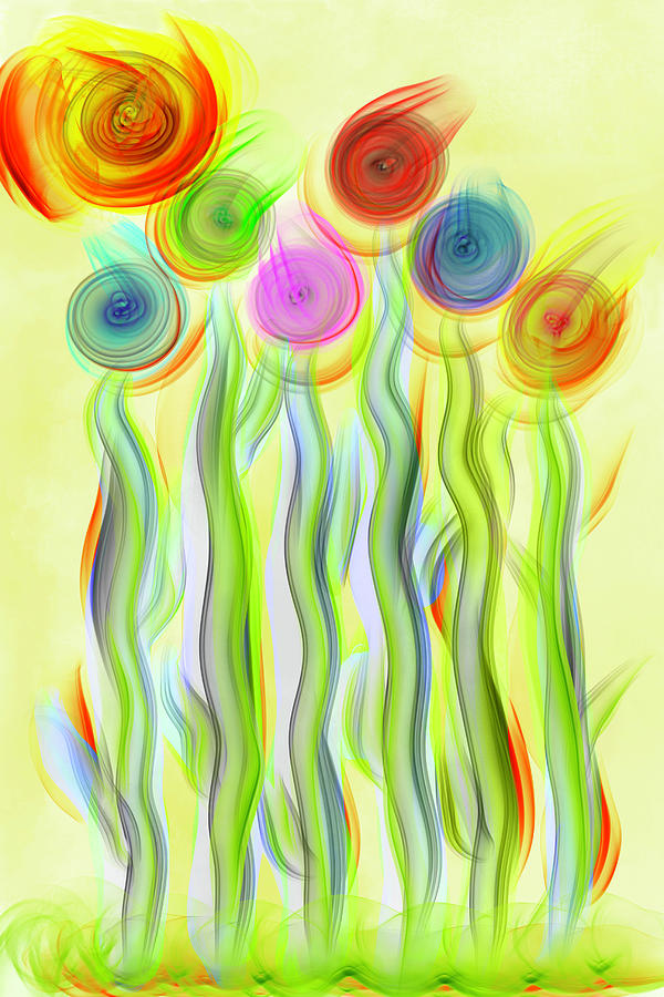 A Whimsical Garden - Abstract Flower Art Digital Art by Peggy Collins