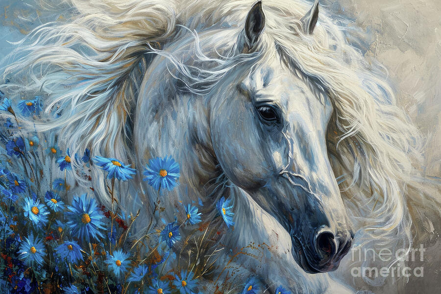 A White Stallion Beauty Painting by Tina LeCour