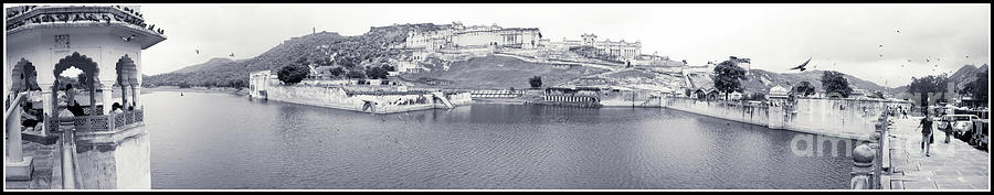 A Wide Panoramic View Of Amer Fort - India BW Photograph by Stefano Senise