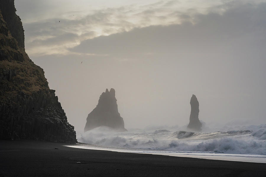 A wild sea near the Reynisdrangar seastacks after a storm the day before in the southern part of Ice Photograph by Anges Van der Logt