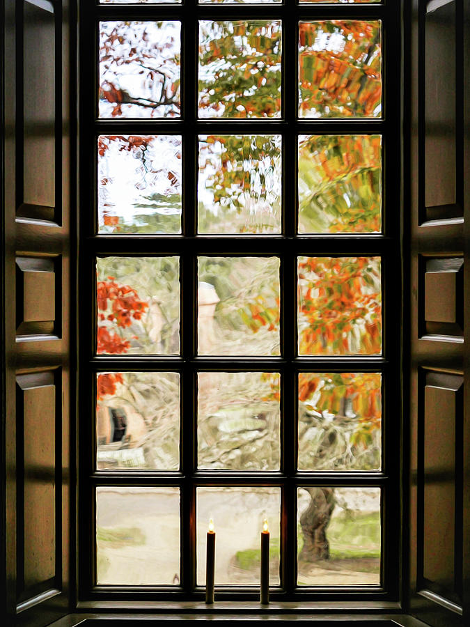 A Window at the Capitol Autumn Colors - Oil Painting Style Photograph by Rachel Morrison