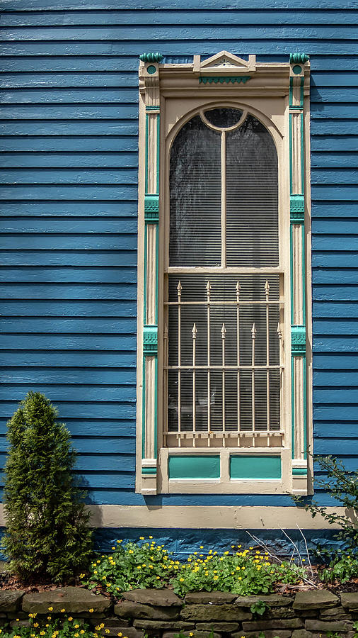 A Window On A Blue Wall Photograph by Guy Whiteley