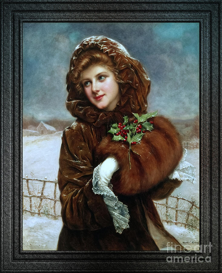 A Winter Beauty by Francois Martin-Kavel Vintage Art Nouveau Reproduction Painting by Rolando Burbon