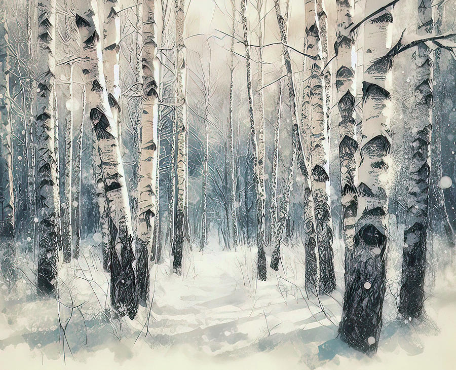  A Winter Birch Forest  Digital Art by HH Photography of Florida