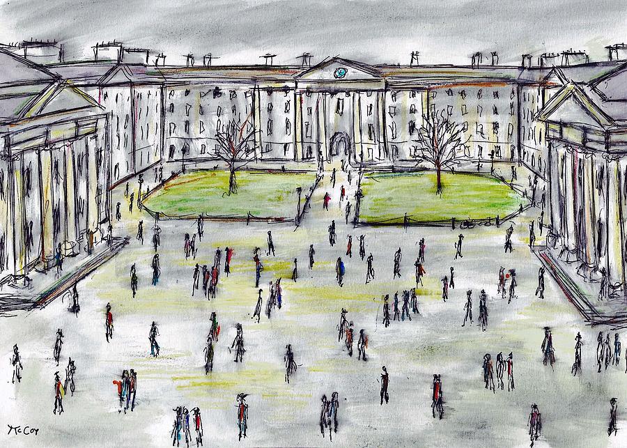 A Winter Day at Trinity College Dublin, Ireland Painting by K McCoy