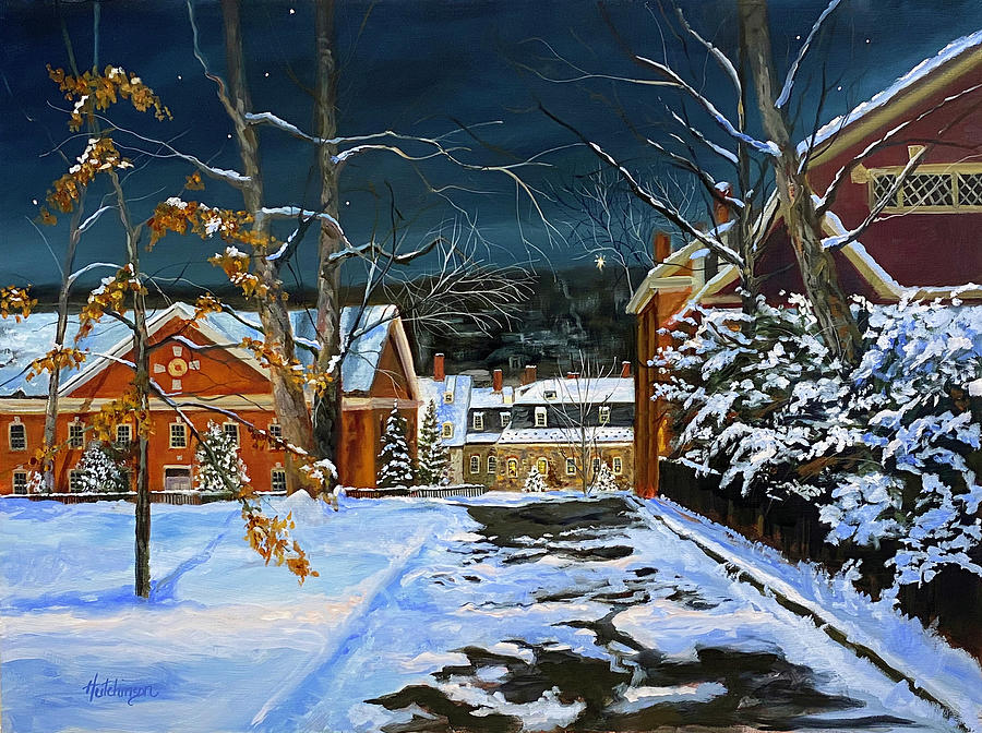 Winter Painting - A Winter Evening in Bethlehem by Diane Hutchinson