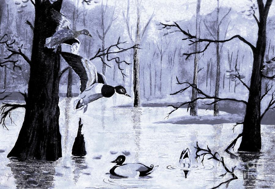 A Winter Reunion Painting by Hazel Holland