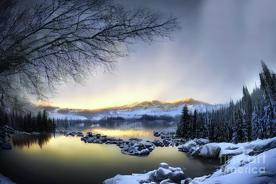 A Winter Scene  Digital Art by Elaine Manley