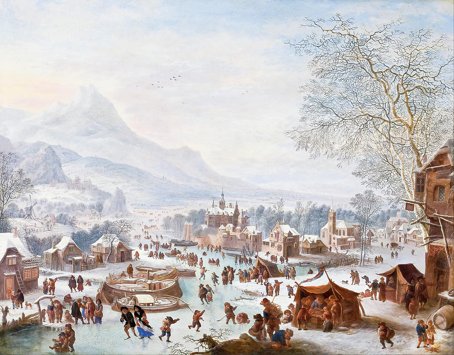 A Winter Scene With Skaters Painting