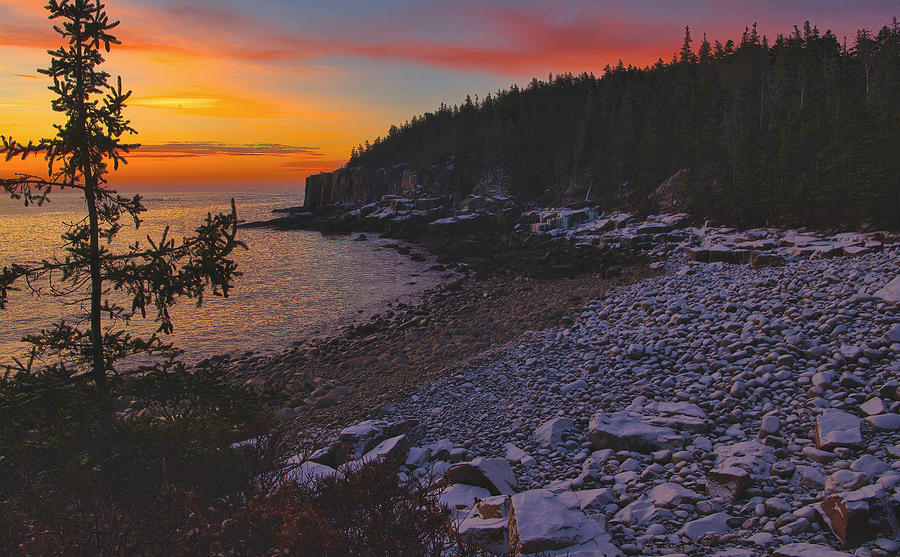 A Winter Sunrise - Acadia National Park Photograph by Stephen Vecchiotti