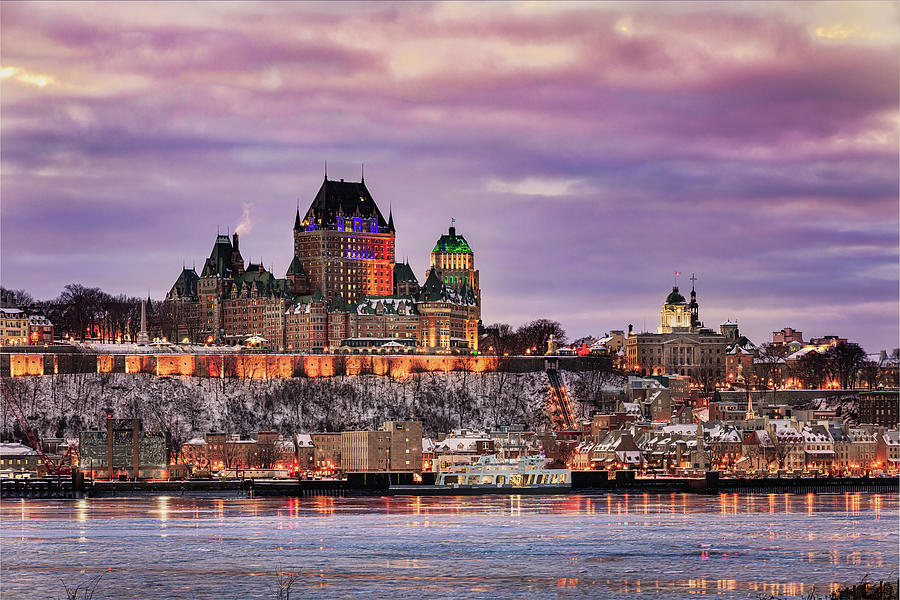 A winter sunset over the Old Town of Quebec City Photograph by Andreas ...