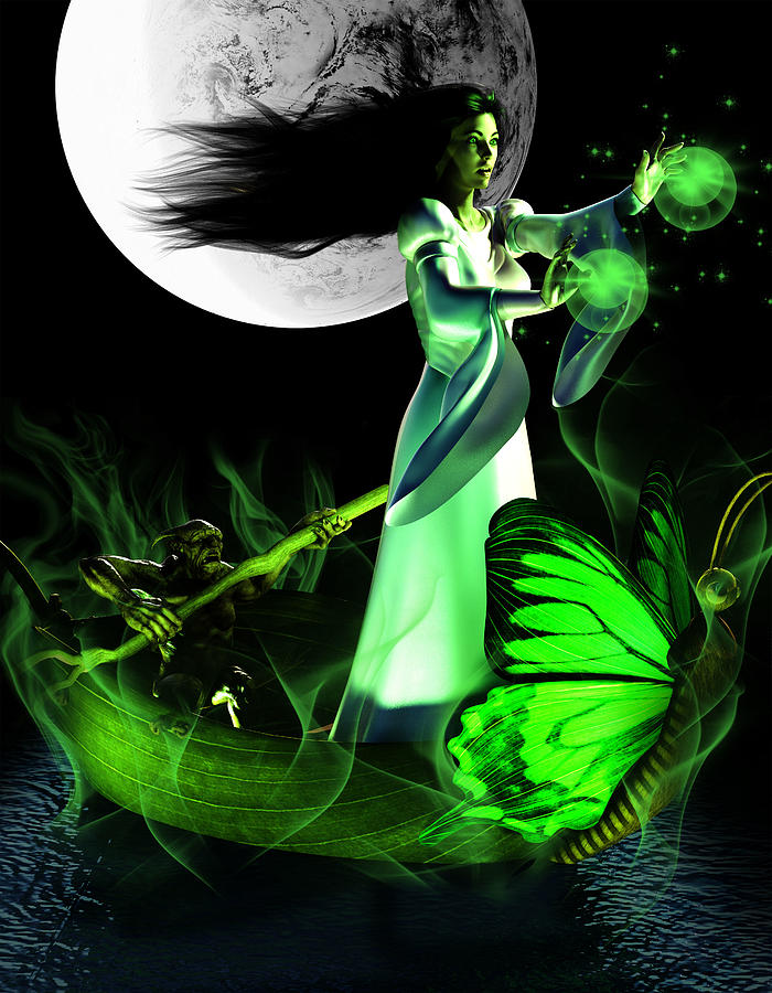 A Witch Casting Magic Spell On Halloween Night 1 Digital Art