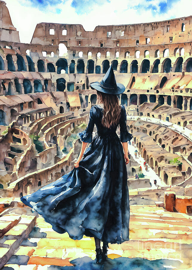 Witches Painting - A Witch in Rome by Lyra OBrien