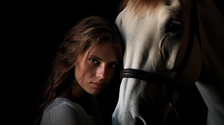 A Woman Abd Her Horse Digital Art
