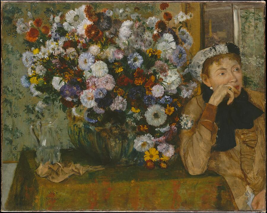 A Woman Seated beside a Vase of Flowers - Edgar Degas Digital Art by Samuel HUYNH A Woman Seated beside a Vase of Flowers - Edgar Degas Digital Art by Samuel HUYNH
