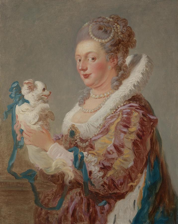 Nature Drawing - A Woman with a Dog ca  art by Jean Honore Fragonard French