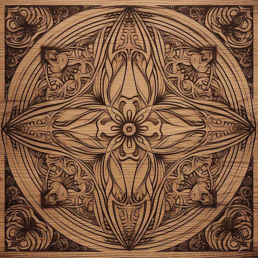 A wood pattern of grains and knots in brown and beige Digital Art by ...