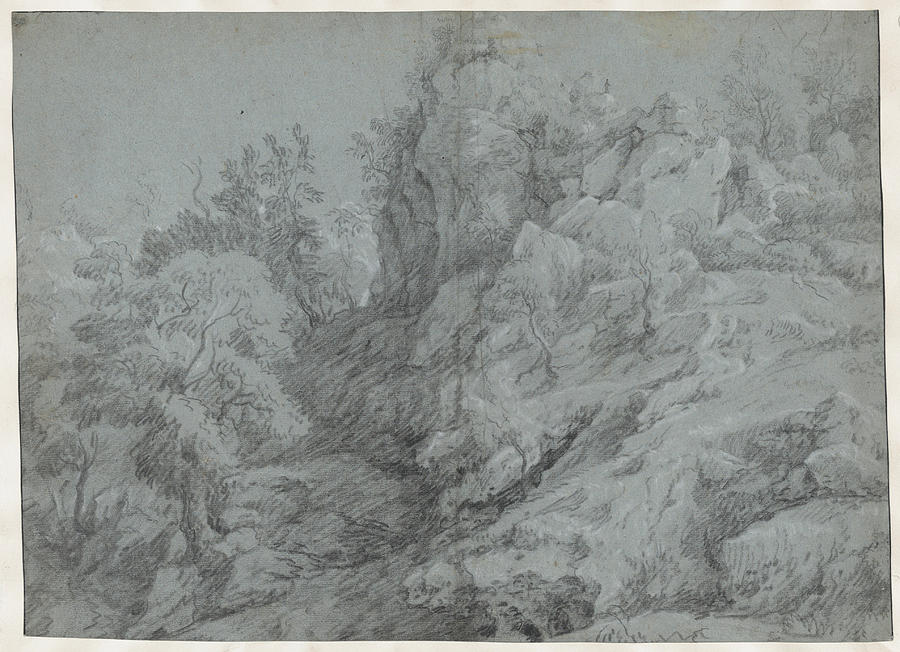 A Wooded and Rocky Landscape ca. 1800 Painting by MotionAge Designs