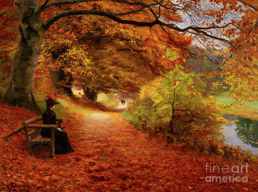 A Wooded Path In Autumn Painting by Doc Braham