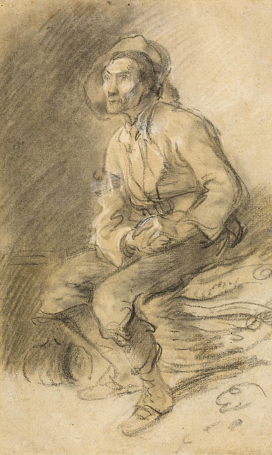 A Woodman Seated on a Bundle of Faggots Drawing by Thomas Gainsborough