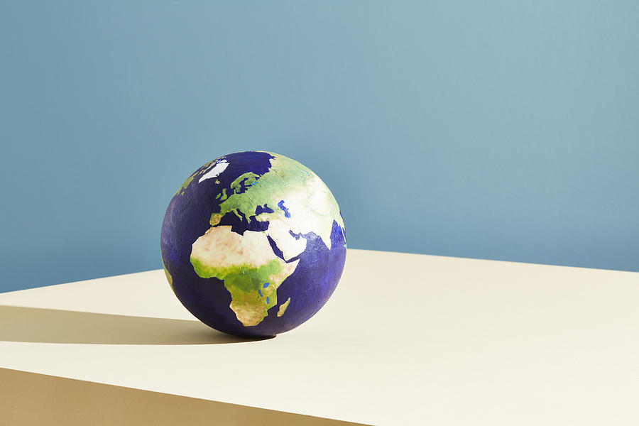 A world globe centred on Europe Photograph by Richard Drury