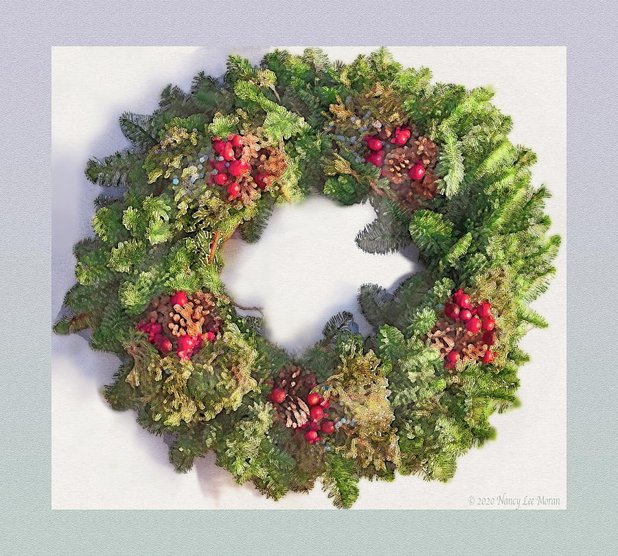 A Wreath of Fresh Evergreens Mixed Media by Nancy Lee Moran