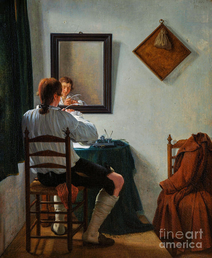 A Writer Trimming His Pen Painting