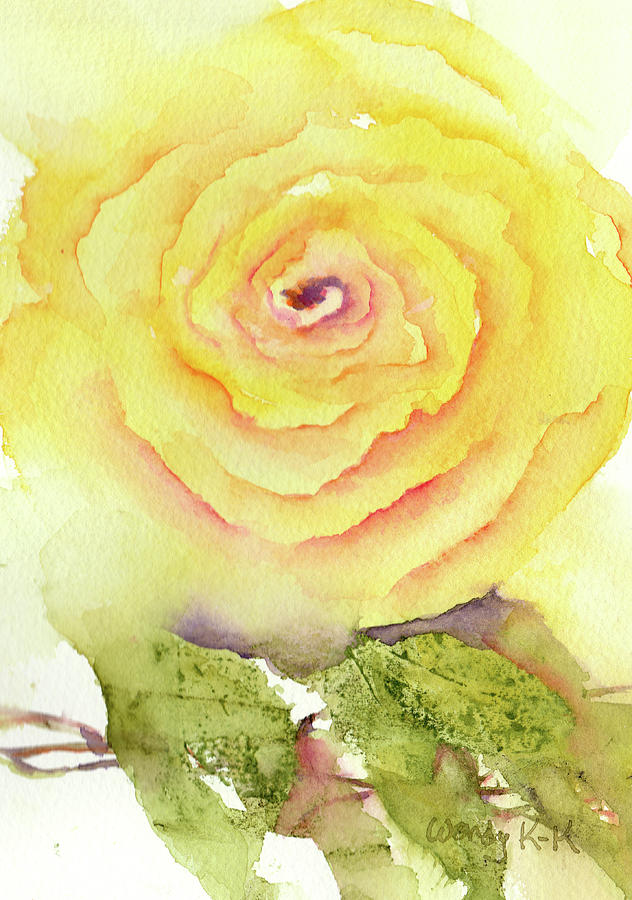 A Yellow Texas Rose Painting by Wendy Keeney-Kennicutt