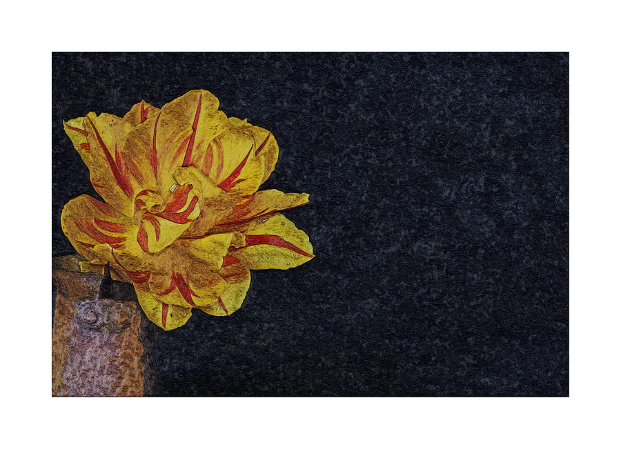 A yellow Tulip in a vase by Ahmet Asar Painting by Celestial Images