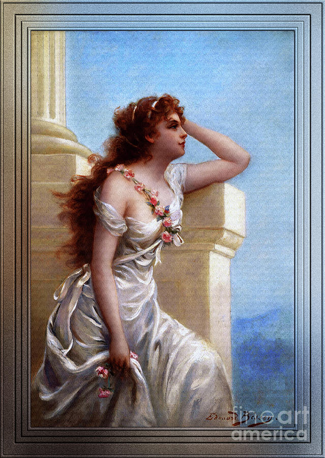 A Young Beauty With A Wreath Of Roses by Edouard Bisson Painting by Rolando Burbon A Young Beauty With A Wreath Of Roses by Edouard Bisson Painting by Rolando Burbon