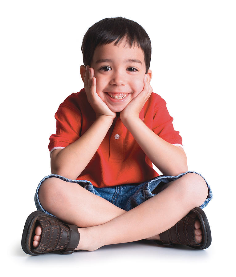A Young Caucasian Boy In Shorts And Red Shirt Sits Down And Puts His Face In His Hands Photograph by Photodisc