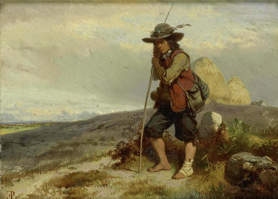 A young Herdsman. Painting by Eugene Lepoittevin -1806-1870-