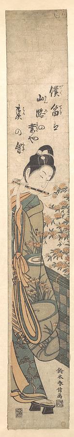 A Young Man Standing before a Garden Fence ca. 1763 Suzuki Harunobu Japanese Painting by Artistic Rifki