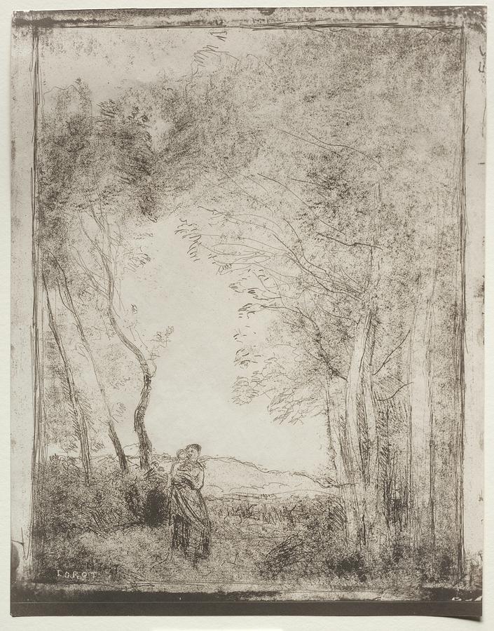 A Young Mother at the Entrance of a Wood Jean Baptiste Camille Corot French, 1796 to 1875 Painting by MotionAge Designs