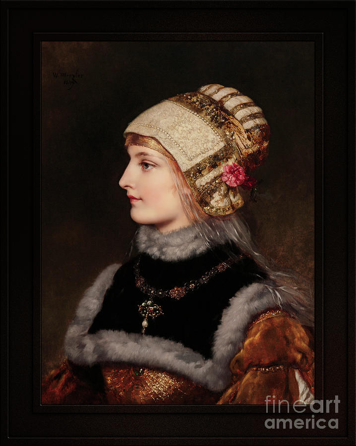 A Young Woman In Renaissance Costume by Wilhelm Menzler Remastered Xzendor7 Fine Art Reproductions Painting by Rolando Burbon
