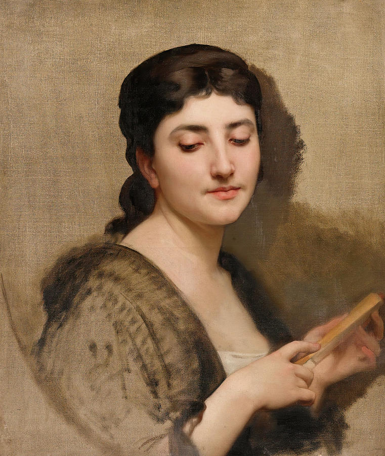 A Young Woman with a Fan Painting by William-Adolphe Bouguereau