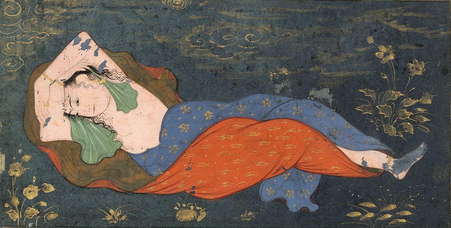 A Youth Lying in a Landscape, Safavid Persia, 17th Century. Painting by Artistic Rifki