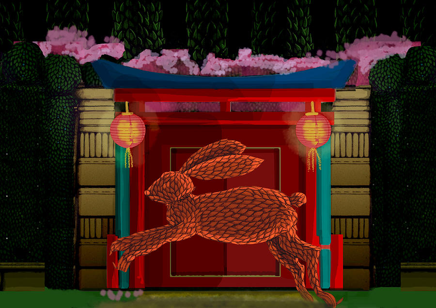 A3 Chinese Rabbit Digital Art by Donna Huntriss