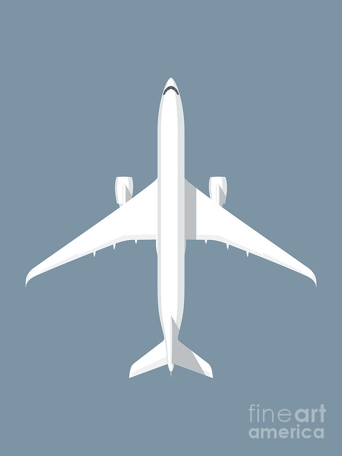Airplane Digital Art - A350 Passenger Jet Airliner - Slate by Organic Synthesis