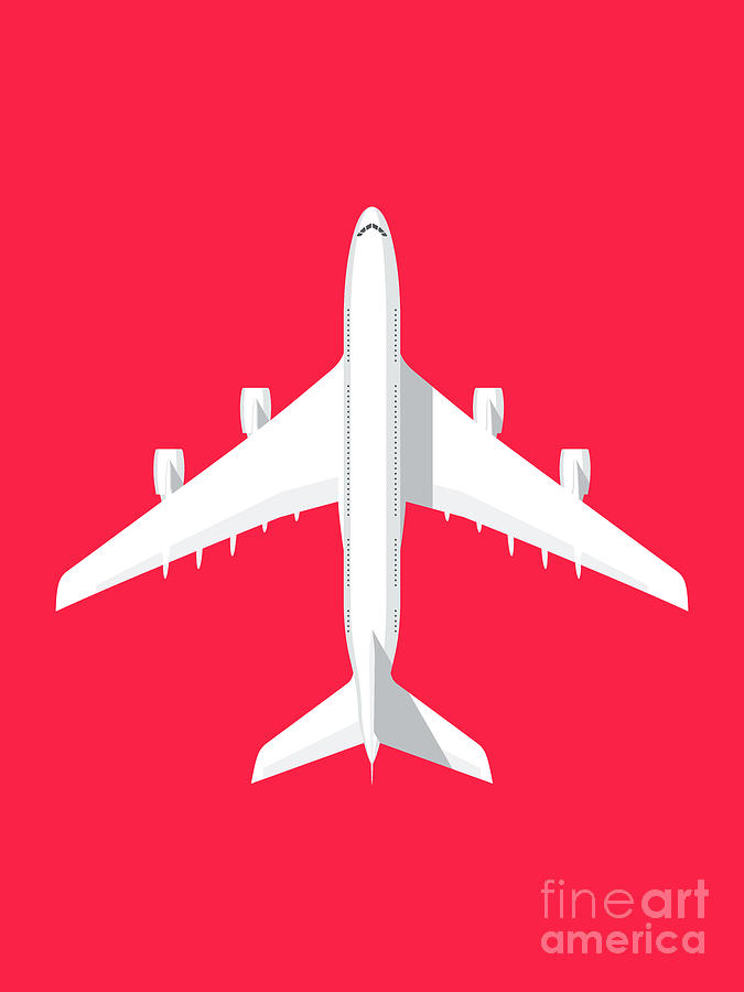 Airplane Digital Art - A380 Super Jumbo Jet Airliner - Crimson by Organic Synthesis