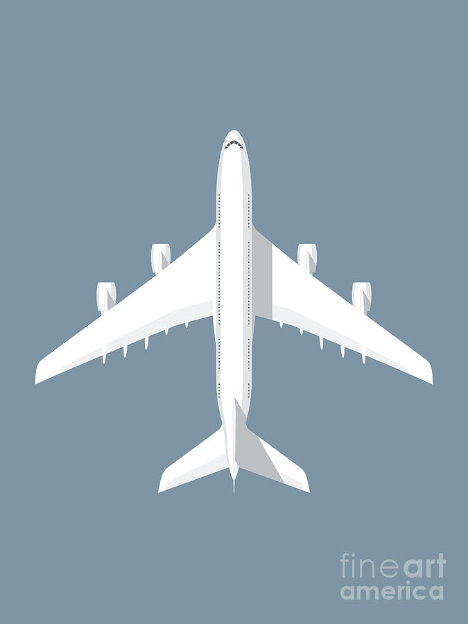 Airplane Digital Art - A380 Super Jumbo Jet Airliner - Slate by Organic Synthesis