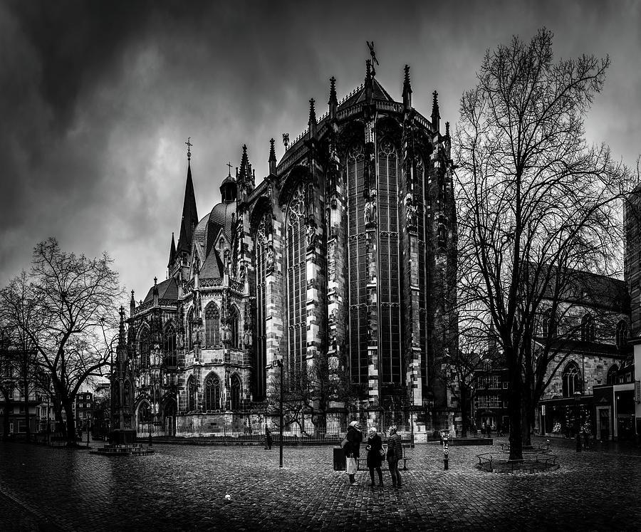 Aachen Cathedral in Black and White Photograph by Andrew Matwijec