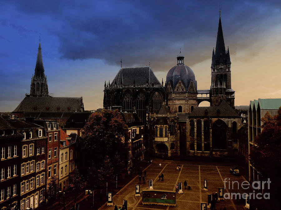 Aachen cathedral in the evening Photograph by Rudi Prott
