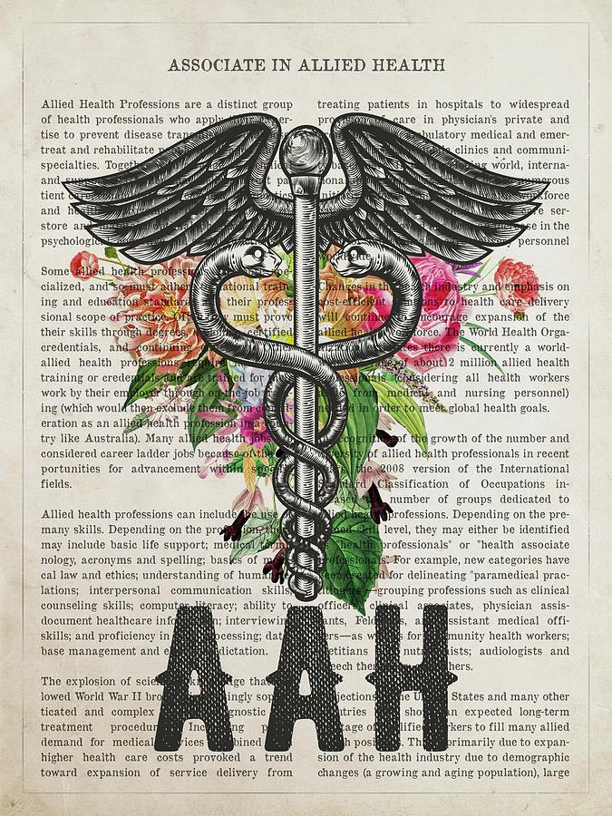 Aah With Flowers Print Associate In Allied Health Gift Idea Digital Art