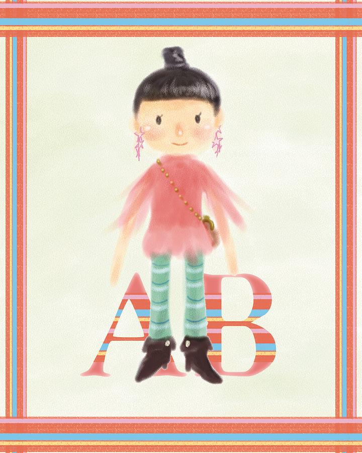 AB-blood-type woman, front view Drawing by Daj