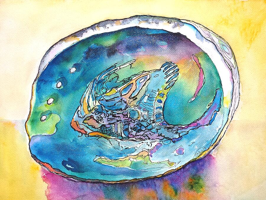 Nature Painting - Abalone Shell Tropical Color by Carlin Blahnik CarlinArtWatercolor