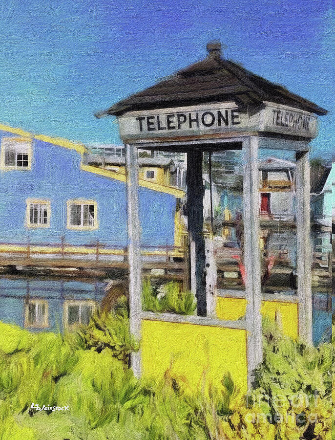 Abandon Phone booth Painting by Linda Weinstock
