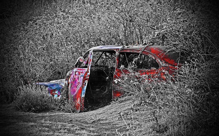 Abandone Car At Sperfish Lake Digital Art by Fred Loring