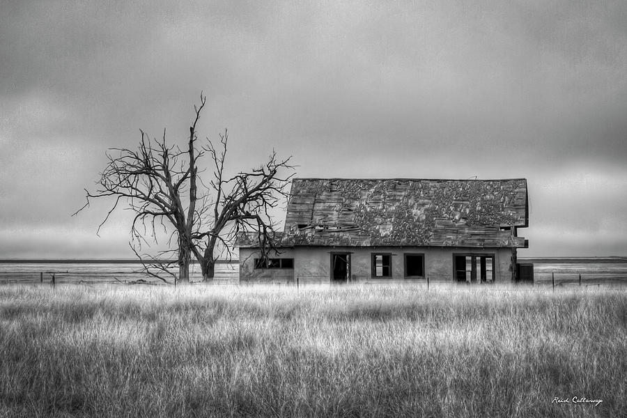 Amarillo Texas Abandoned 2 BW Texas Farmhouse Landscape Art Photograph by Reid Callaway